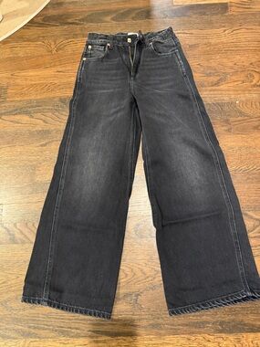 Girls Bellerose Wide Leg Jeans in Black Wash